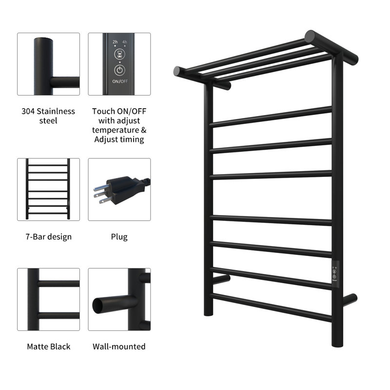 KWW Wall Mount Electric Towel Warmer with Shelf, Electric Stainless